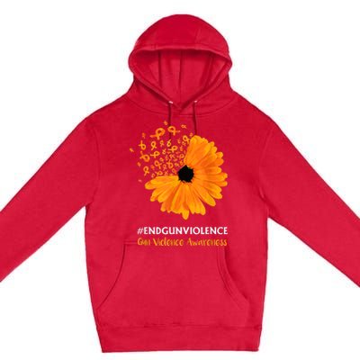 End Gun Violence Awareness Orange Ribbon SunFlower Premium Pullover Hoodie