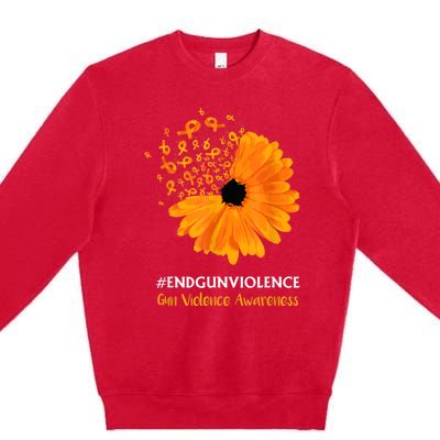 End Gun Violence Awareness Orange Ribbon SunFlower Premium Crewneck Sweatshirt