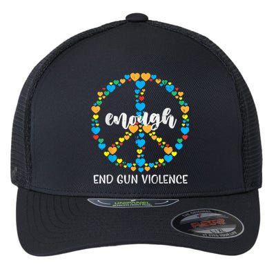 End Gun Violence Awareness Peace Enough Orange Flexfit Unipanel Trucker Cap