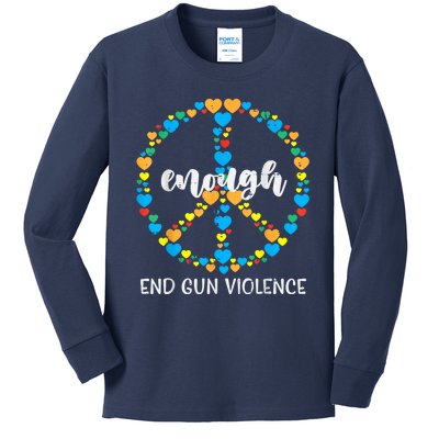 End Gun Violence Awareness Peace Enough Orange Kids Long Sleeve Shirt