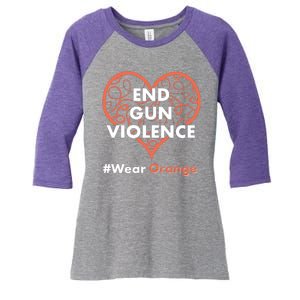 End Gun Violence #Wear Orange Women's Tri-Blend 3/4-Sleeve Raglan Shirt