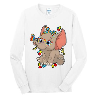 Elephant Glasses Vintage Autism Awareness Tall Long Sleeve T-Shirt