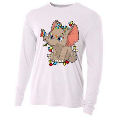 Elephant Glasses Vintage Autism Awareness Cooling Performance Long Sleeve Crew