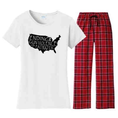 Ending Gun Violence Is Patriotic United States Silhouette Women's Flannel Pajama Set