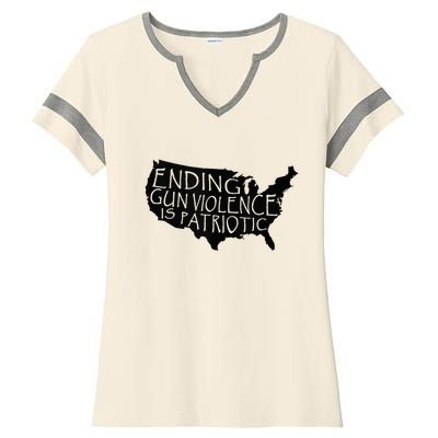 Ending Gun Violence Is Patriotic United States Silhouette Ladies Halftime Notch Neck Tee