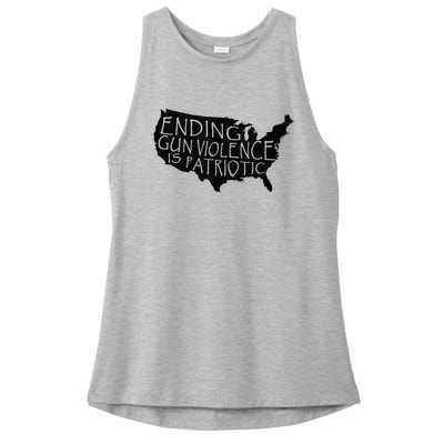 Ending Gun Violence Is Patriotic United States Silhouette Ladies PosiCharge Tri-Blend Wicking Tank