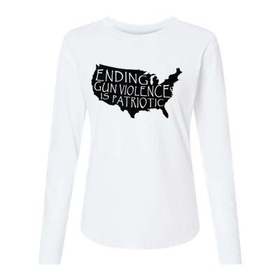 Ending Gun Violence Is Patriotic United States Silhouette Womens Cotton Relaxed Long Sleeve T-Shirt