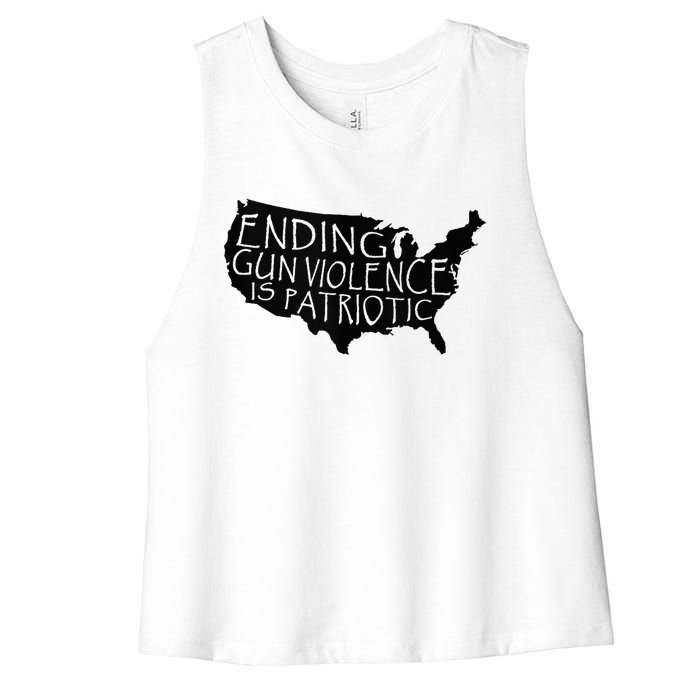 Ending Gun Violence Is Patriotic United States Silhouette Women's Racerback Cropped Tank