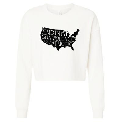 Ending Gun Violence Is Patriotic United States Silhouette Cropped Pullover Crew