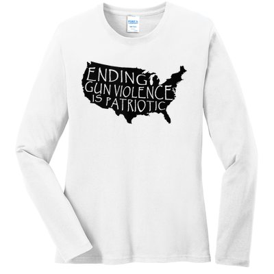 Ending Gun Violence Is Patriotic United States Silhouette Ladies Long Sleeve Shirt