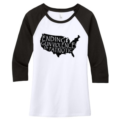 Ending Gun Violence Is Patriotic United States Silhouette Women's Tri-Blend 3/4-Sleeve Raglan Shirt