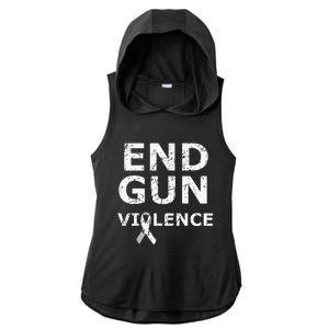 End Gun Violence Ribbon Ladies PosiCharge Tri-Blend Wicking Draft Hoodie Tank