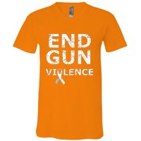 End Gun Violence Ribbon V-Neck T-Shirt