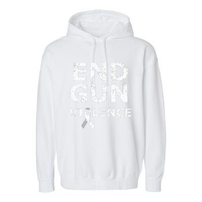 End Gun Violence Ribbon Garment-Dyed Fleece Hoodie