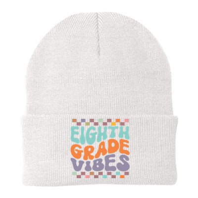 Eighth Grade Vibes Retro Groovy 8th Grade Back To School Knit Cap Winter Beanie