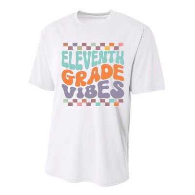 Eleventh Grade Vibes Retro Groovy 11th Grade Back To School Performance Sprint T-Shirt