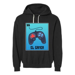 El Gamer Video Games Funny Mexican Lottery Parody Graphic Garment-Dyed Fleece Hoodie