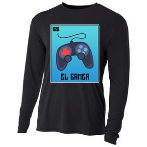 El Gamer Video Games Funny Mexican Lottery Parody Graphic Cooling Performance Long Sleeve Crew