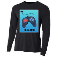 El Gamer Video Games Funny Mexican Lottery Parody Graphic Cooling Performance Long Sleeve Crew