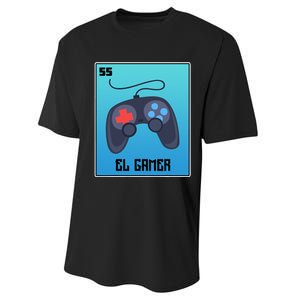 El Gamer Video Games Funny Mexican Lottery Parody Graphic Performance Sprint T-Shirt