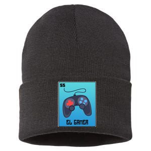 El Gamer Video Games Funny Mexican Lottery Parody Graphic Sustainable Knit Beanie