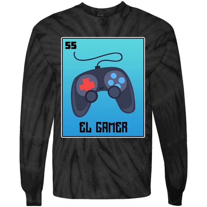 El Gamer Video Games Funny Mexican Lottery Parody Graphic Tie-Dye Long Sleeve Shirt