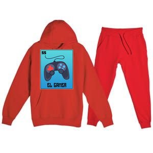 El Gamer Video Games Funny Mexican Lottery Parody Graphic Premium Hooded Sweatsuit Set