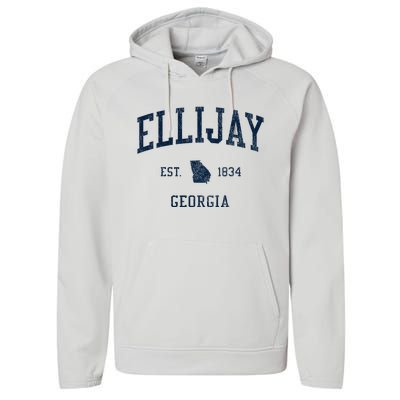 Ellijay Ga Vintage Athletic Sports Performance Fleece Hoodie