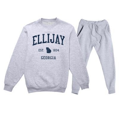 Ellijay Ga Vintage Athletic Sports Premium Crewneck Sweatsuit Set