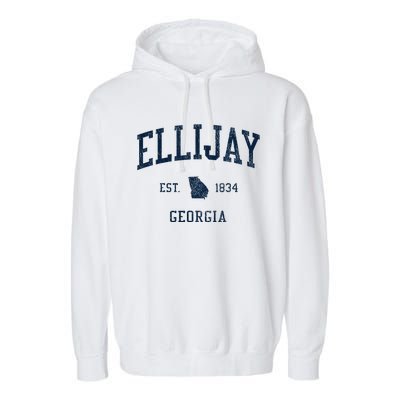 Ellijay Ga Vintage Athletic Sports Garment-Dyed Fleece Hoodie