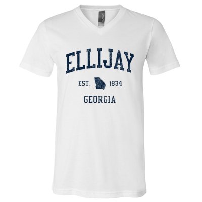 Ellijay Ga Vintage Athletic Sports V-Neck T-Shirt