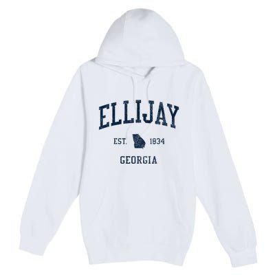 Ellijay Ga Vintage Athletic Sports Premium Pullover Hoodie