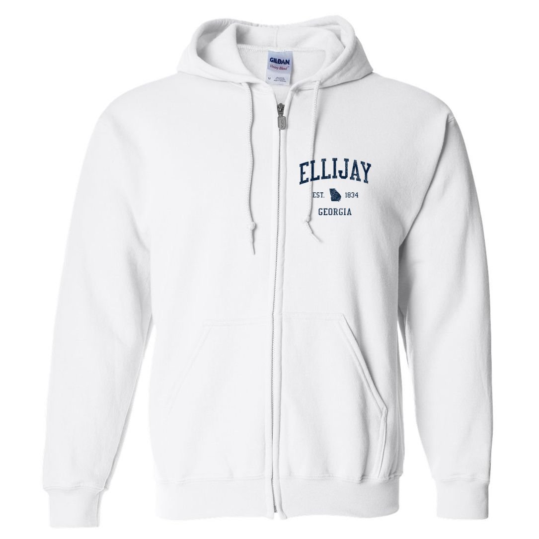 Ellijay Ga Vintage Athletic Sports Full Zip Hoodie