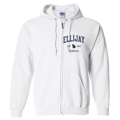 Ellijay Ga Vintage Athletic Sports Full Zip Hoodie