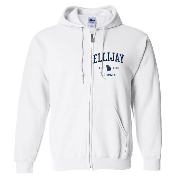 Ellijay Ga Vintage Athletic Sports Full Zip Hoodie