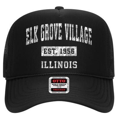 Elk Grove Village Illinois Il Vintage Sports High Crown Mesh Back Trucker Hat