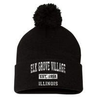 Elk Grove Village Illinois Il Vintage Sports Pom Pom 12in Knit Beanie