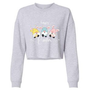 Easter Gnome With Bunny Ears Easter Celebration Cool Gift Cropped Pullover Crew