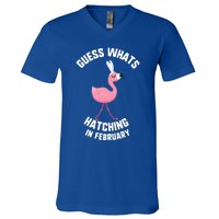 Easter Guess What Hatching In February Flamingo Gift V-Neck T-Shirt