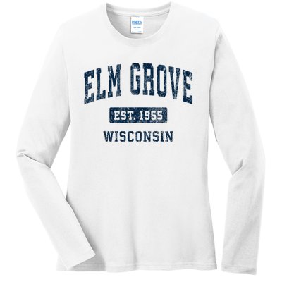 Elm Grove Wisconsin Wi Vintage Athletic Sports Ladies Long Sleeve Shirt