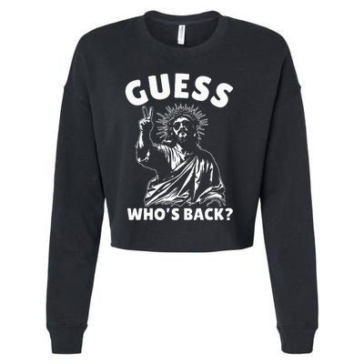 Easter Guess Whos Back Jesus Funny Religious Cropped Pullover Crew