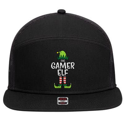 Elf Gamer Xmas Holiday Fun 7 Panel Mesh Trucker Snapback Hat