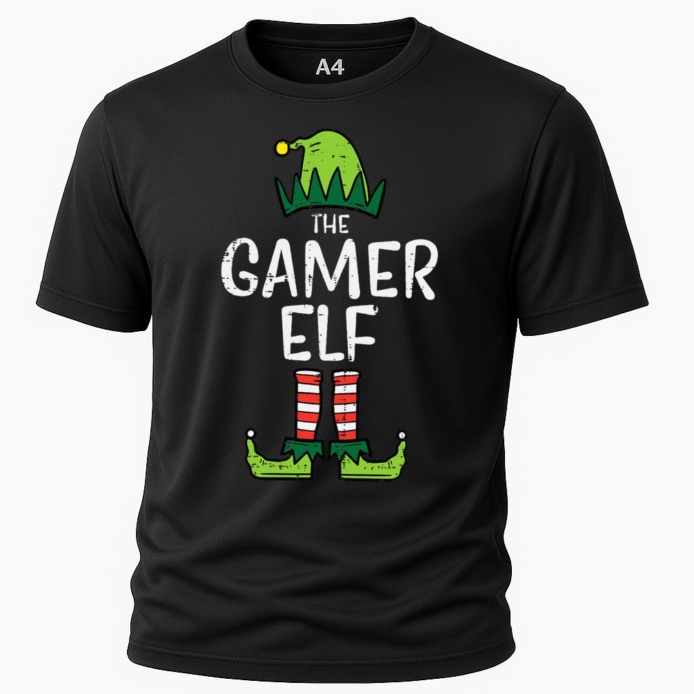 Elf Gamer Xmas Holiday Fun Cooling Performance Crew T-Shirt