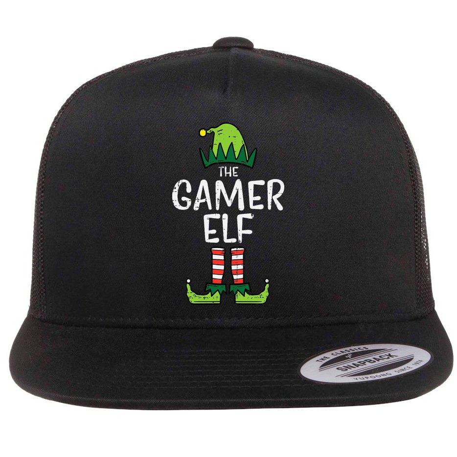 Elf Gamer Xmas Holiday Fun Flat Bill Trucker Hat