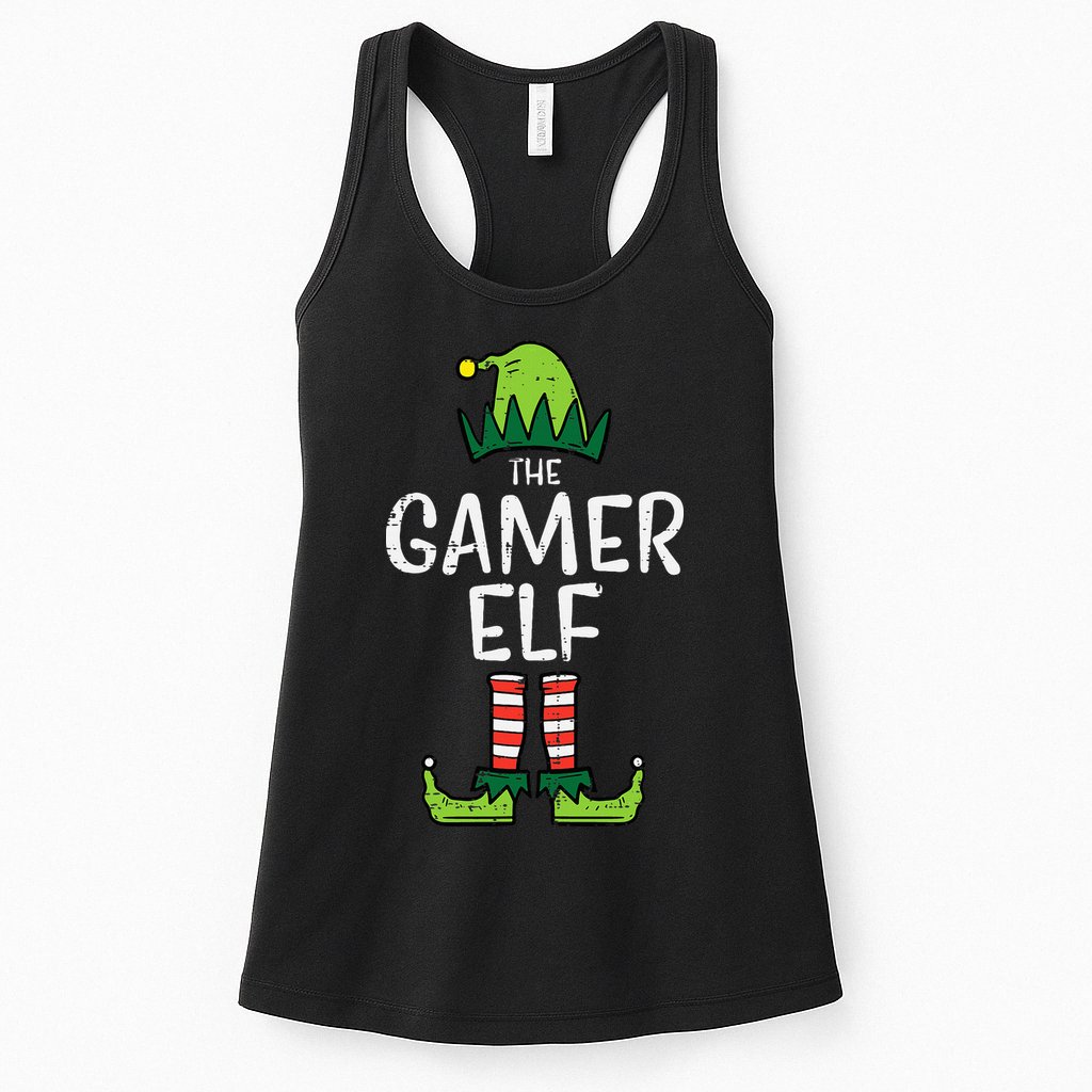 Elf Gamer Xmas Holiday Fun Womens Tank Top