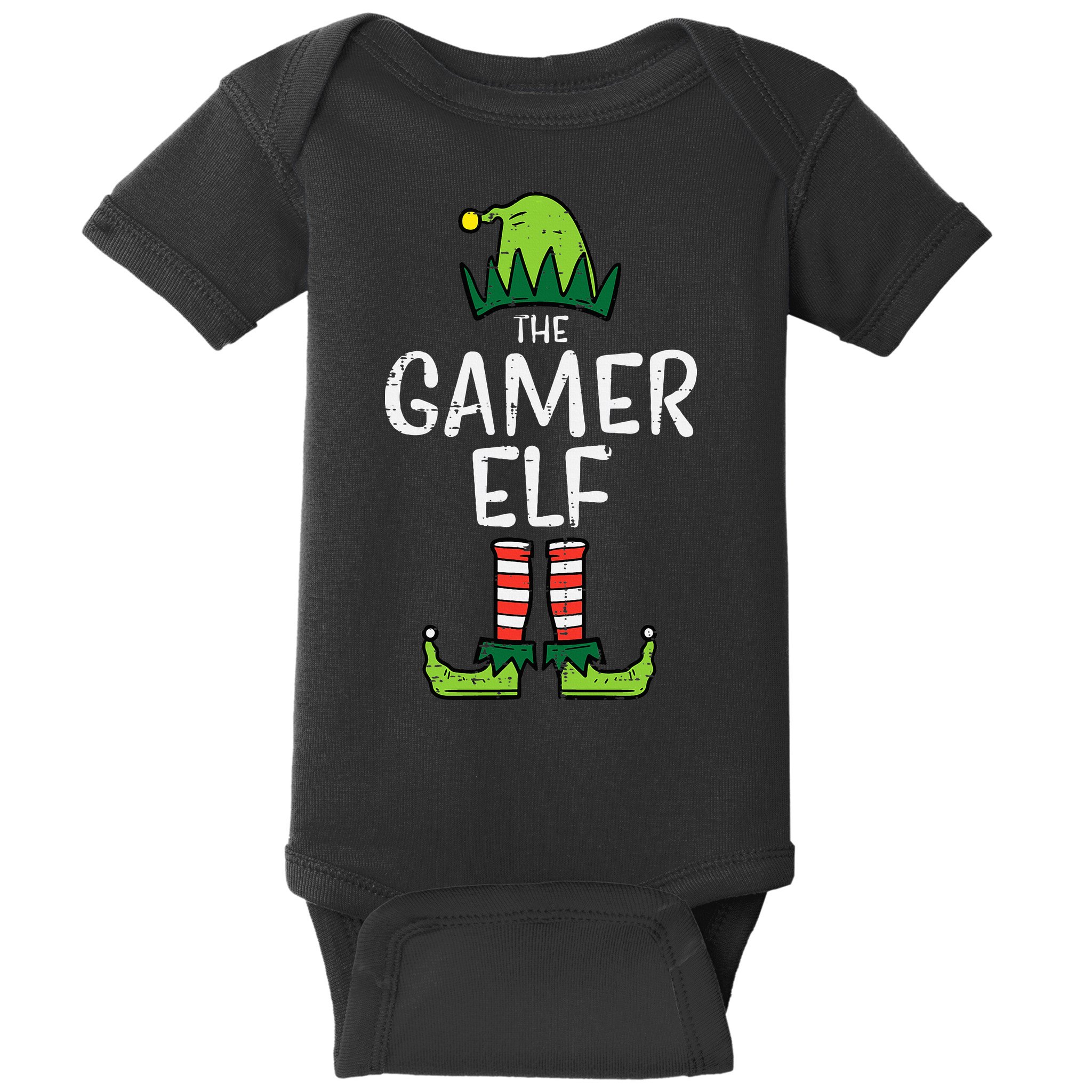 Elf Gamer Xmas Holiday Fun Baby Bodysuit