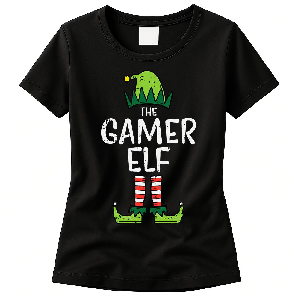 Elf Gamer Xmas Holiday Fun Womens T-Shirt