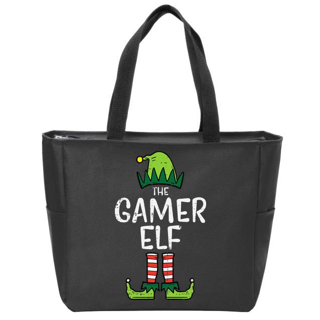 Elf Gamer Xmas Holiday Fun Zip Tote Bag