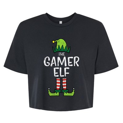 Elf Gamer Xmas Holiday Fun Bella+Canvas Jersey Crop Tee