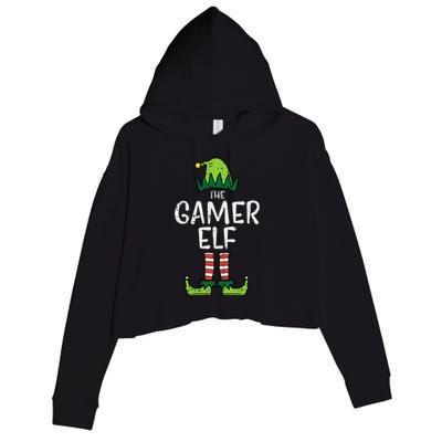 Elf Gamer Xmas Holiday Fun Crop Fleece Hoodie